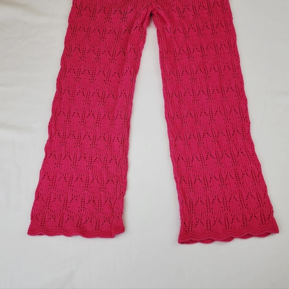 Jessica Simpsons Pink Crochet Wide Leg Pants